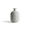 Carved Stoneware Statement Vase in Fog Gray