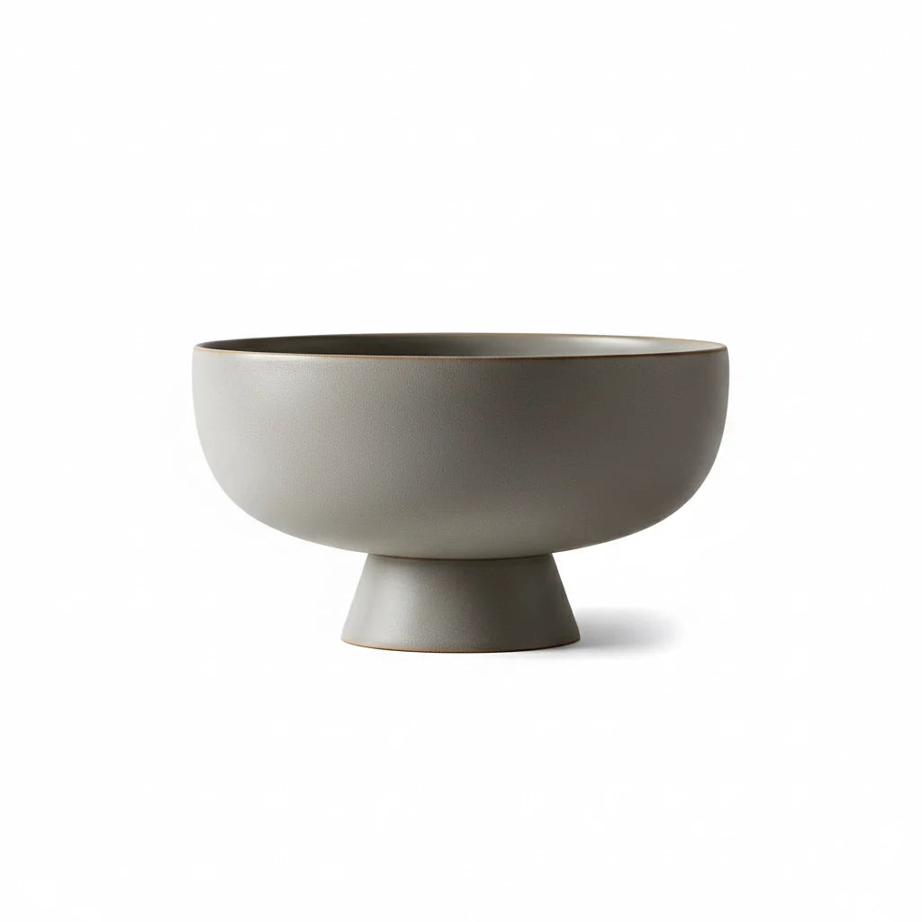 Decorative Stoneware Bowl with Pedestal Base