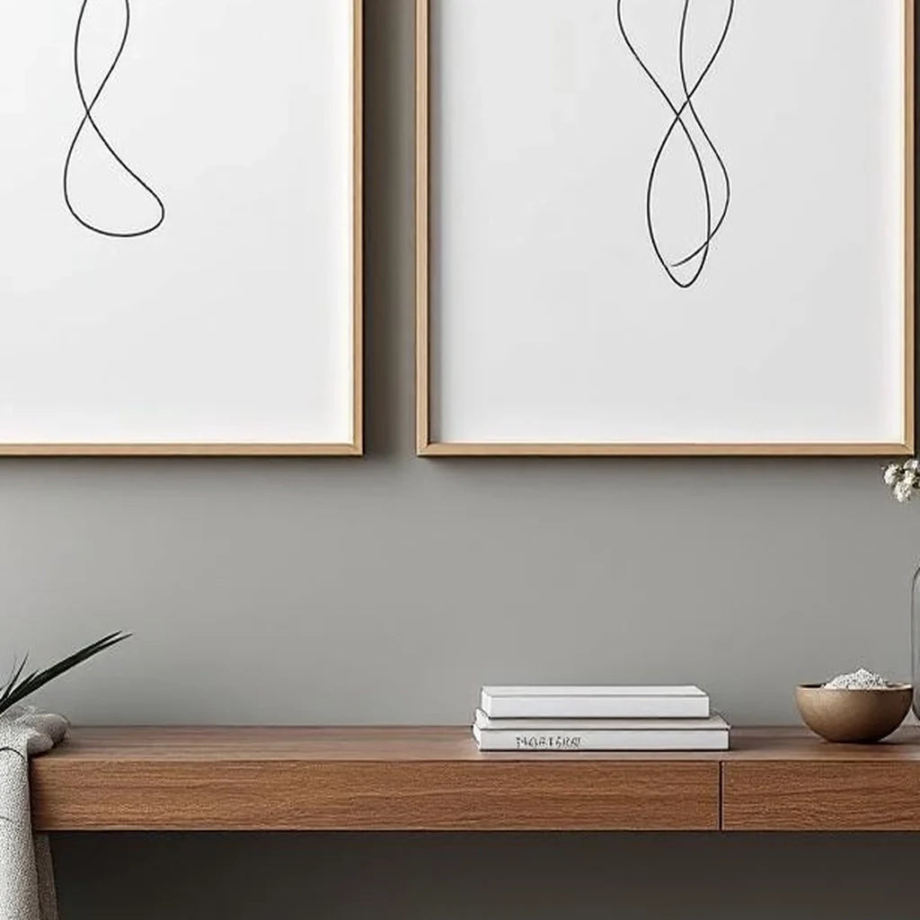 Framed Abstract Line Art Print Diptych