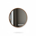 Framed Round Mirror with Walnut Finish
