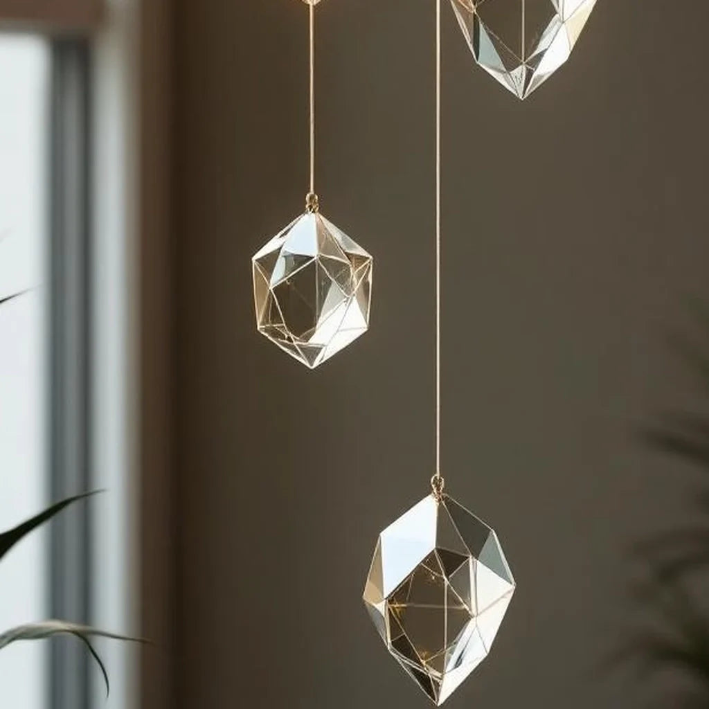 Geometric Suncatcher Mobile in Clear Glass