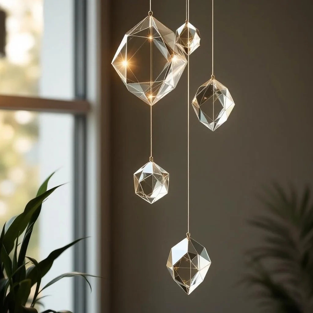 Geometric Suncatcher Mobile in Clear Glass