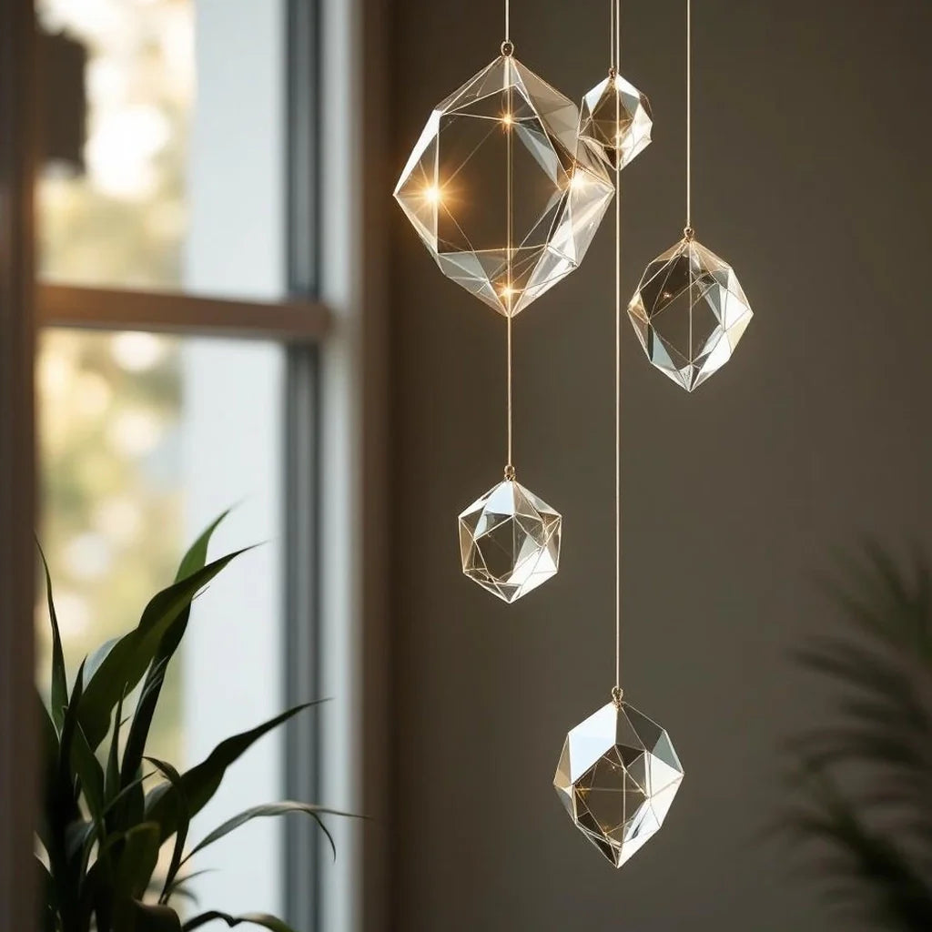 Geometric Suncatcher Mobile in Clear Glass