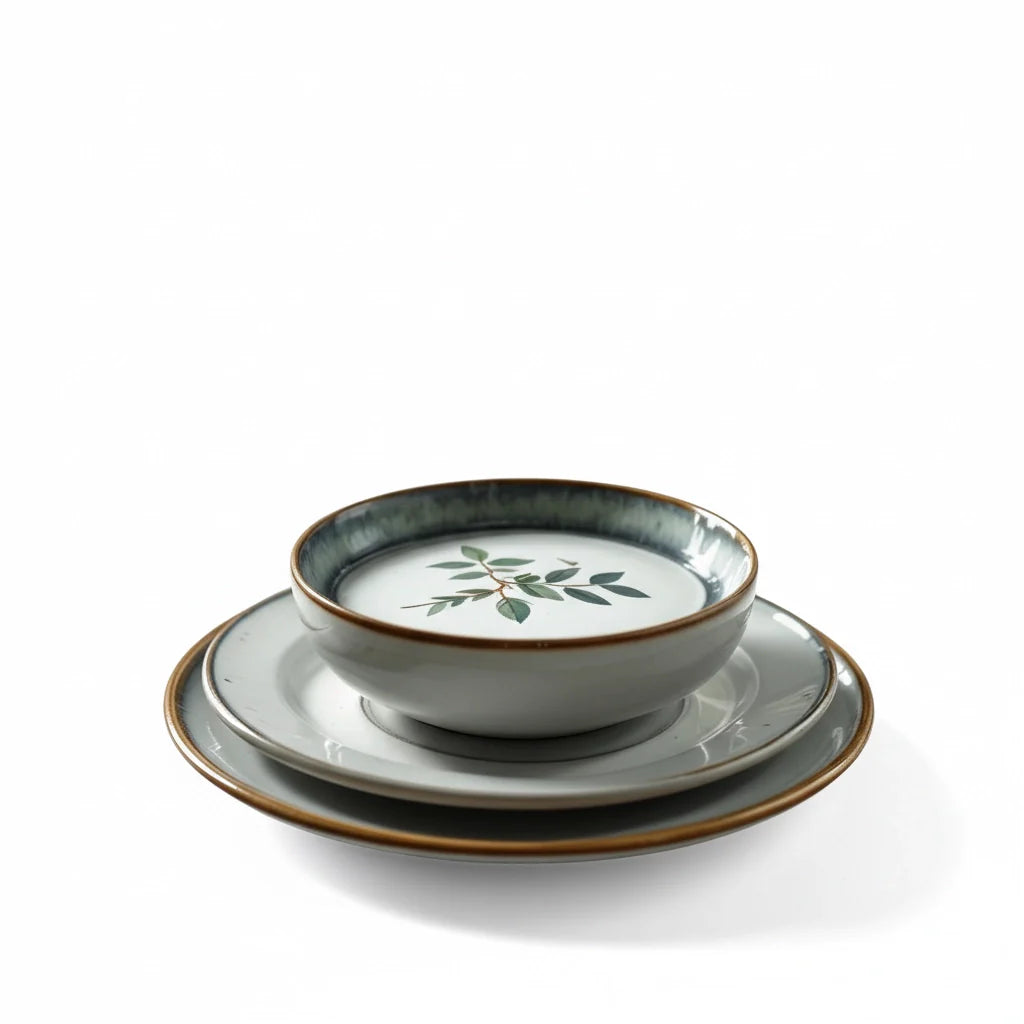 Hand-Painted Stoneware Dinner Plate Set (4-Piece)