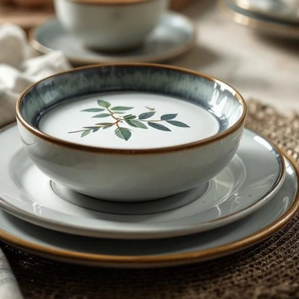 Hand-Painted Stoneware Dinner Plate Set (4-Piece)