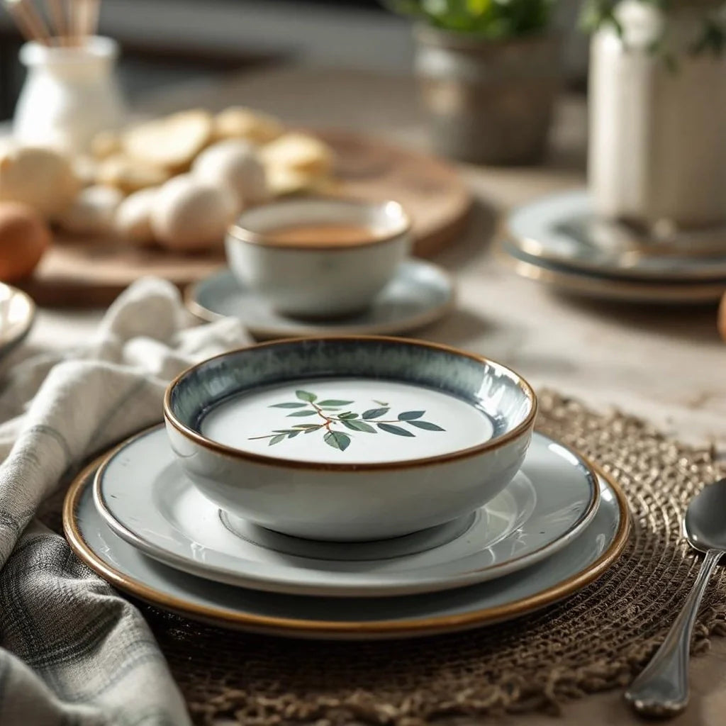 Hand-Painted Stoneware Dinner Plate Set (4-Piece)
