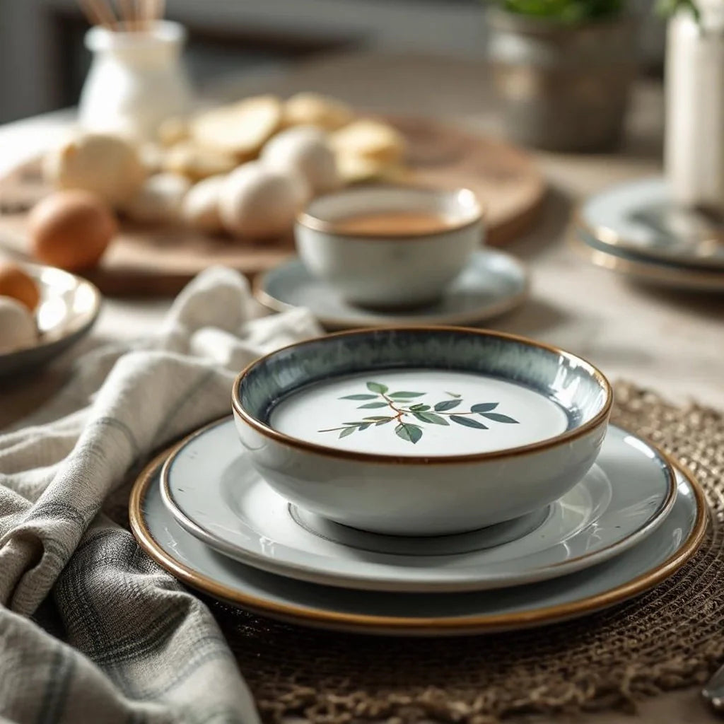 Hand-Painted Stoneware Dinner Plate Set (4-Piece)