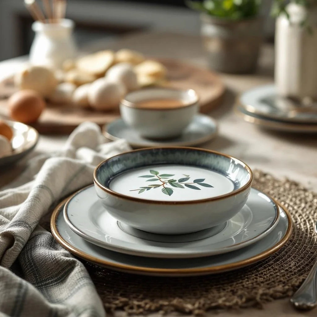 Hand-Painted Stoneware Dinner Plate Set (4-Piece)