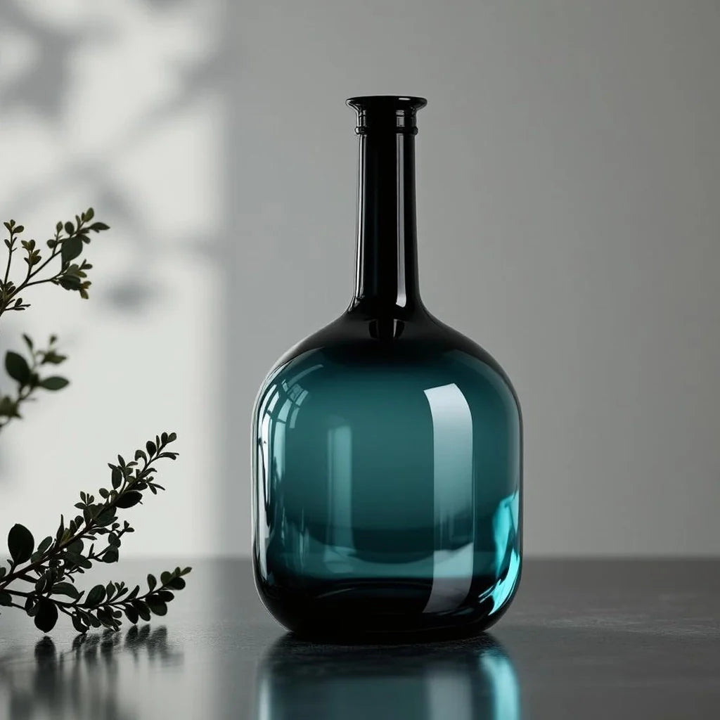 Handblown-Style Glass Decorative Bottle