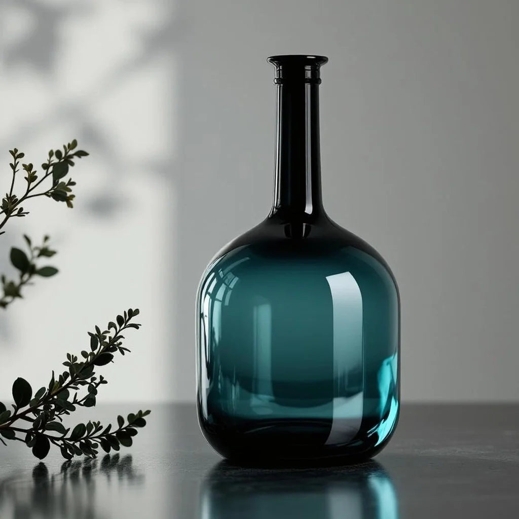 Handblown-Style Glass Decorative Bottle