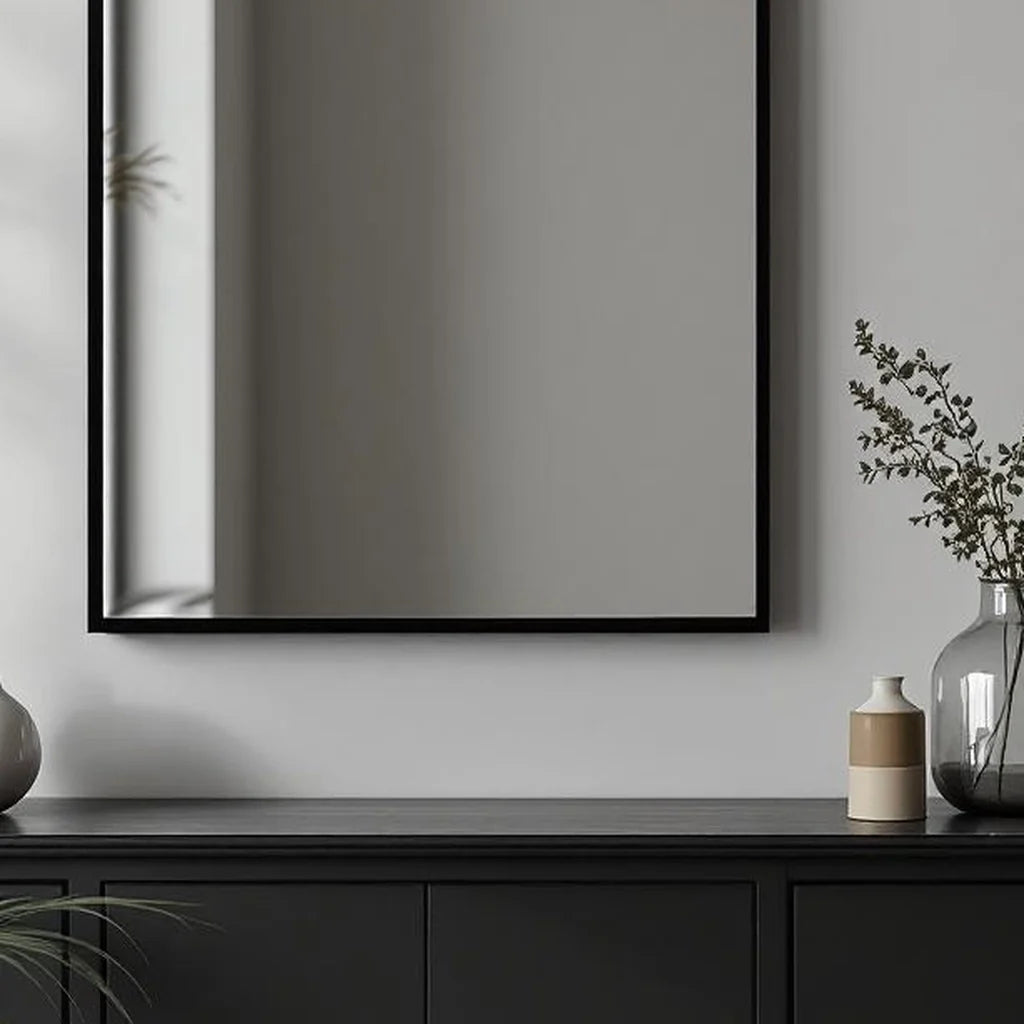 Large Minimal Wall Mirror with Thin Black Frame