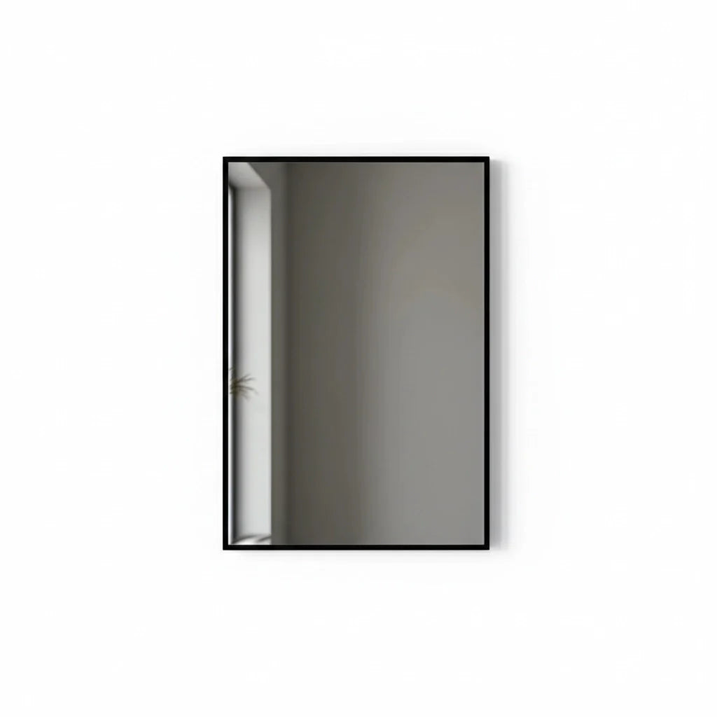 Large Minimal Wall Mirror with Thin Black Frame