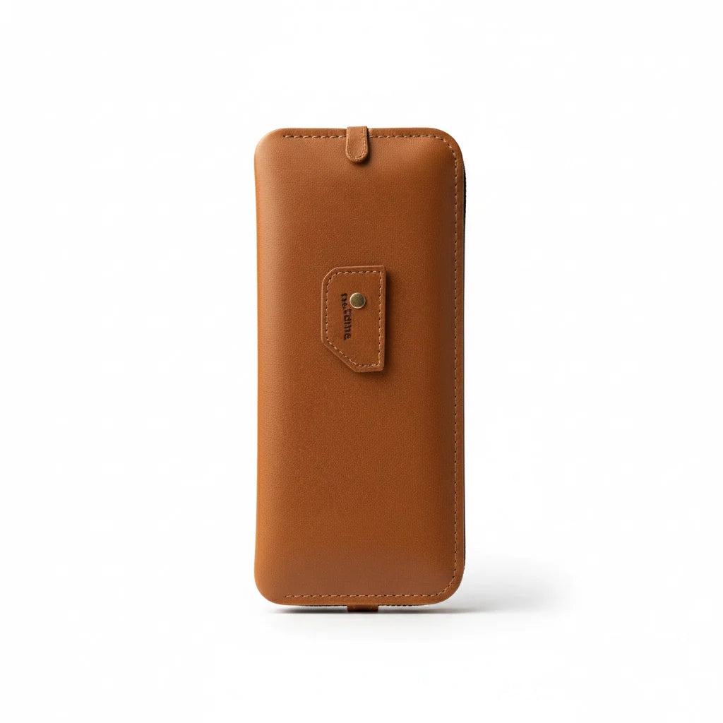 Leather-Trim Pen & Pencil Case in Tan