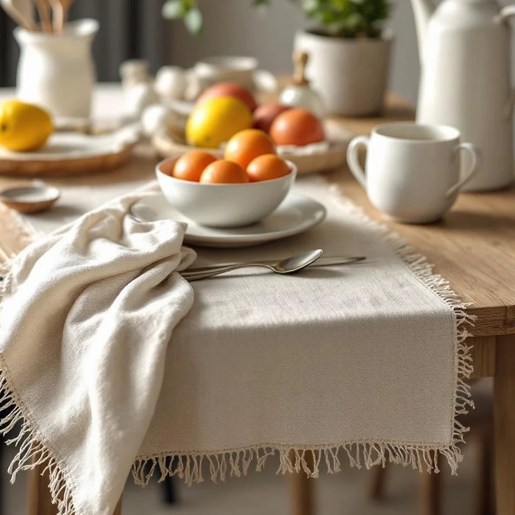 Linen-Blend Table Runner in Oat