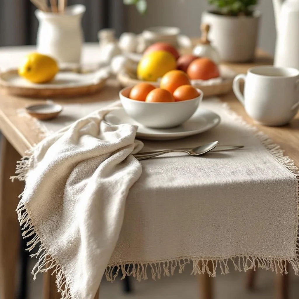 Linen-Blend Table Runner in Oat