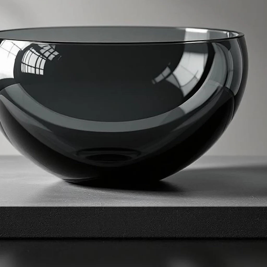 Monumental Glass Decorative Bowl in Smoke