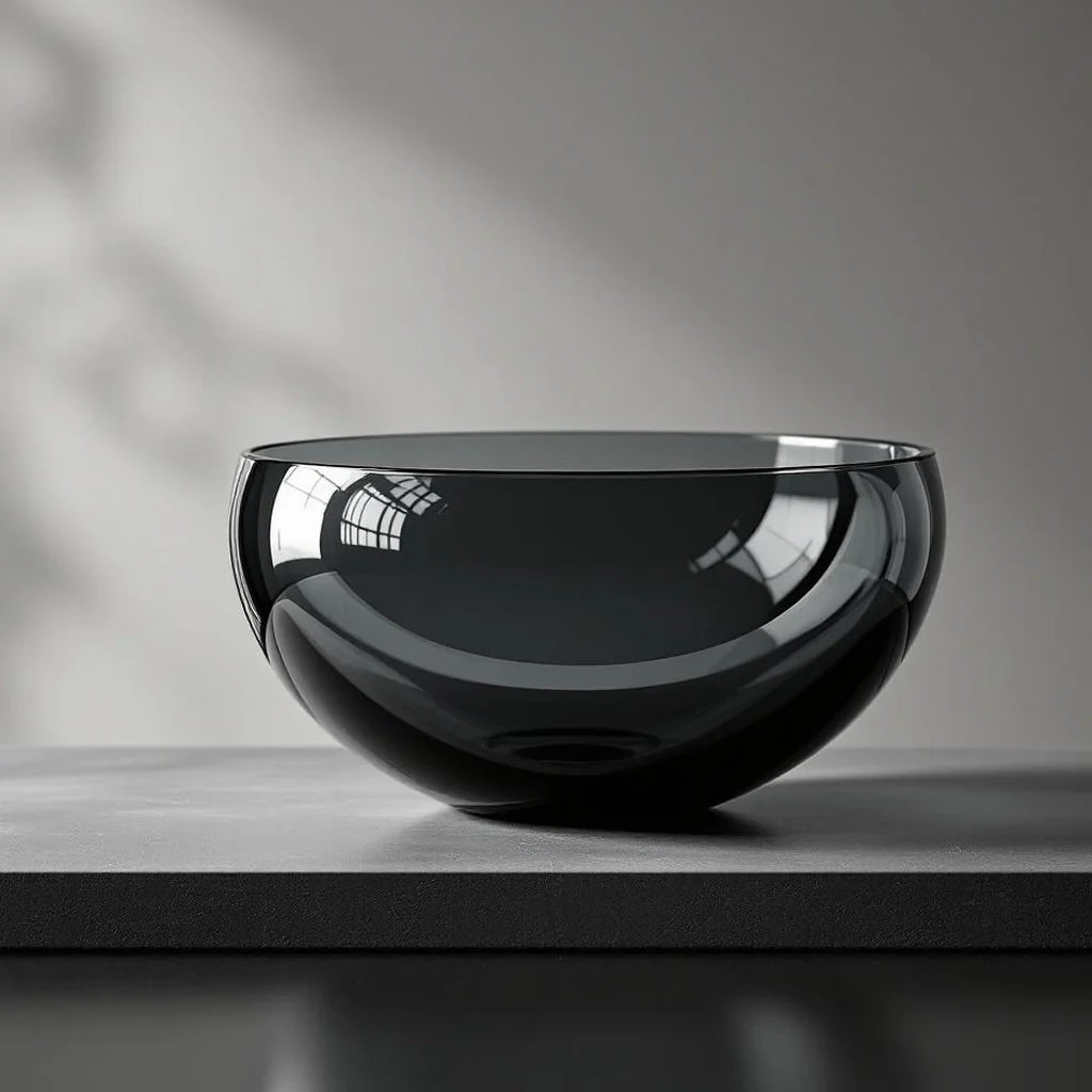 Monumental Glass Decorative Bowl in Smoke