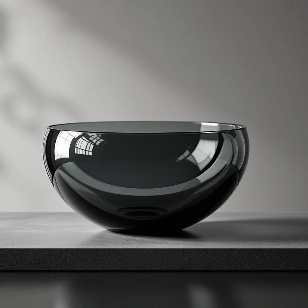 Monumental Glass Decorative Bowl in Smoke