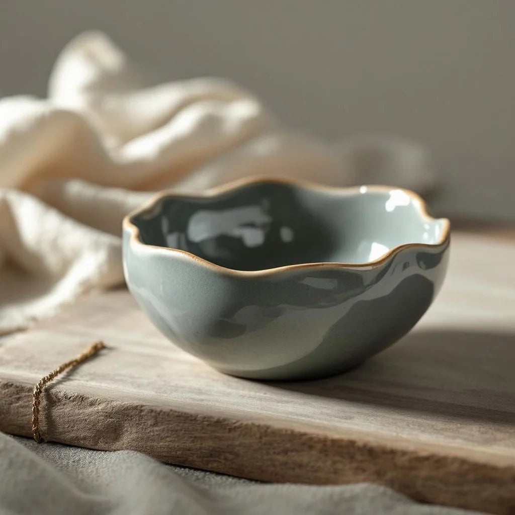 Ripple-Edge Ceramic Trinket Bowl