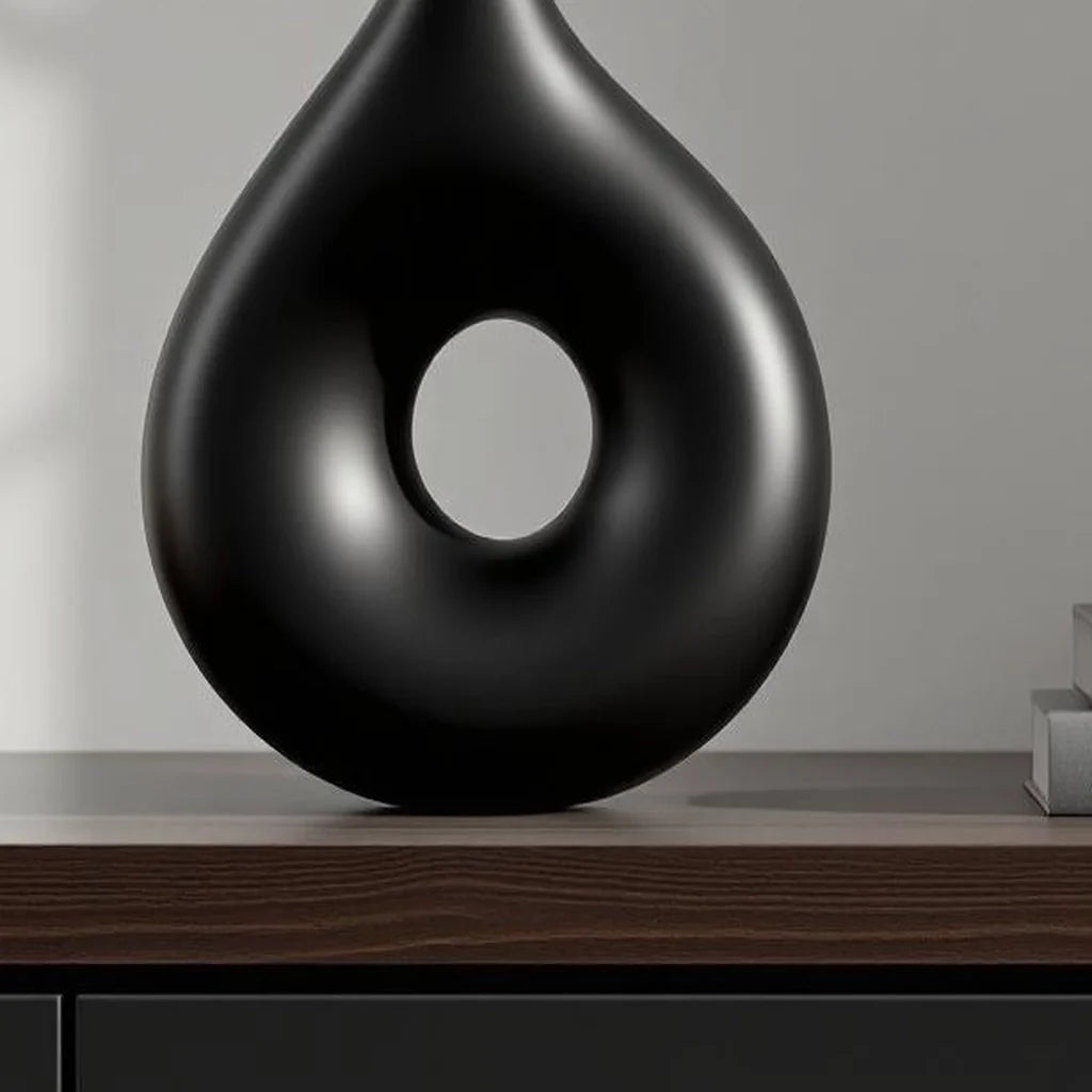 Sculptural Ceramic Figurine in Matte Black