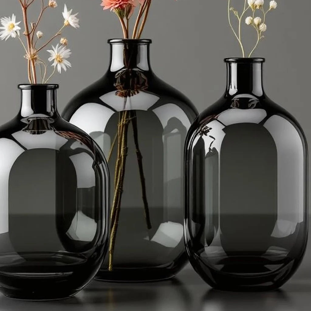 Smoked Glass Bud Vase Set (3-Piece)