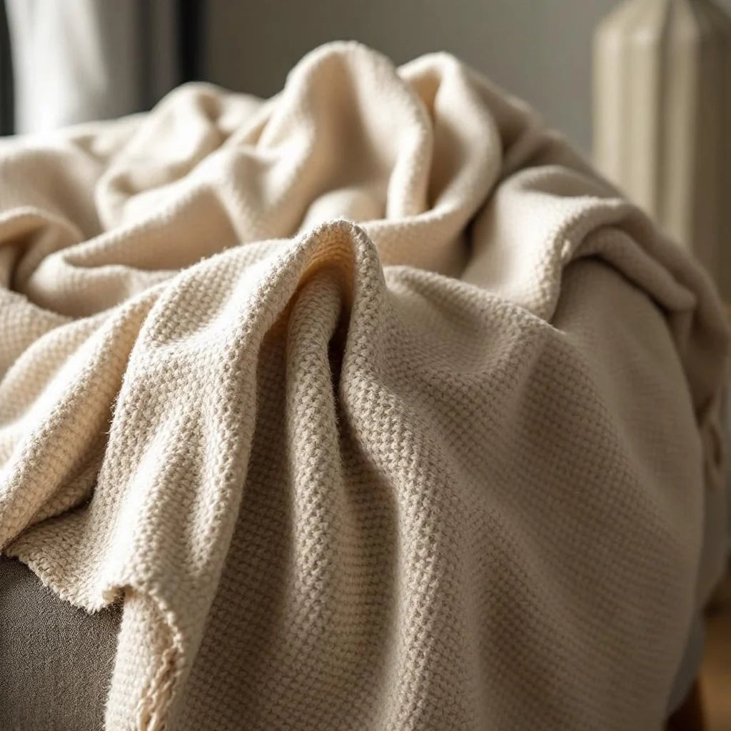 Soft-Woven Cotton Throw in Sand