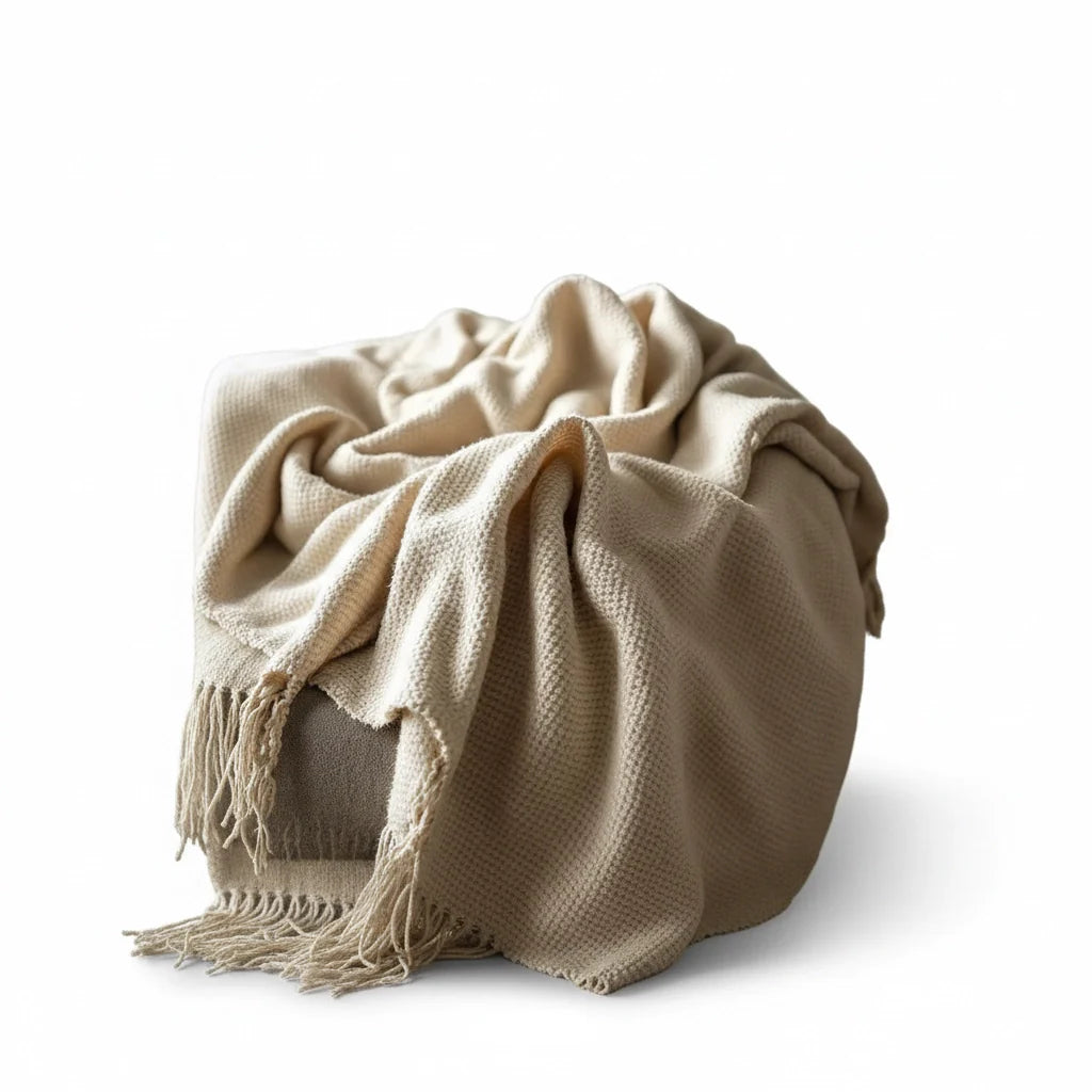 Soft-Woven Cotton Throw in Sand