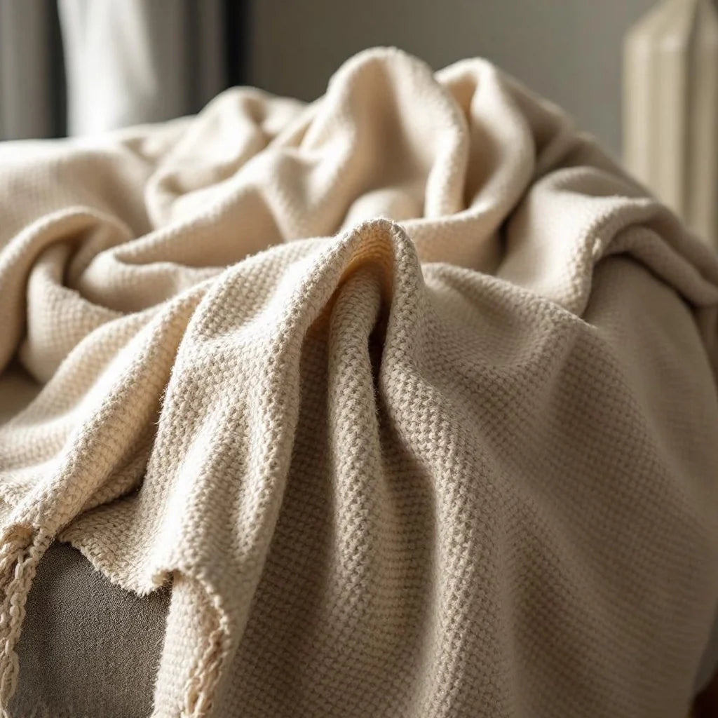 Soft-Woven Cotton Throw in Sand