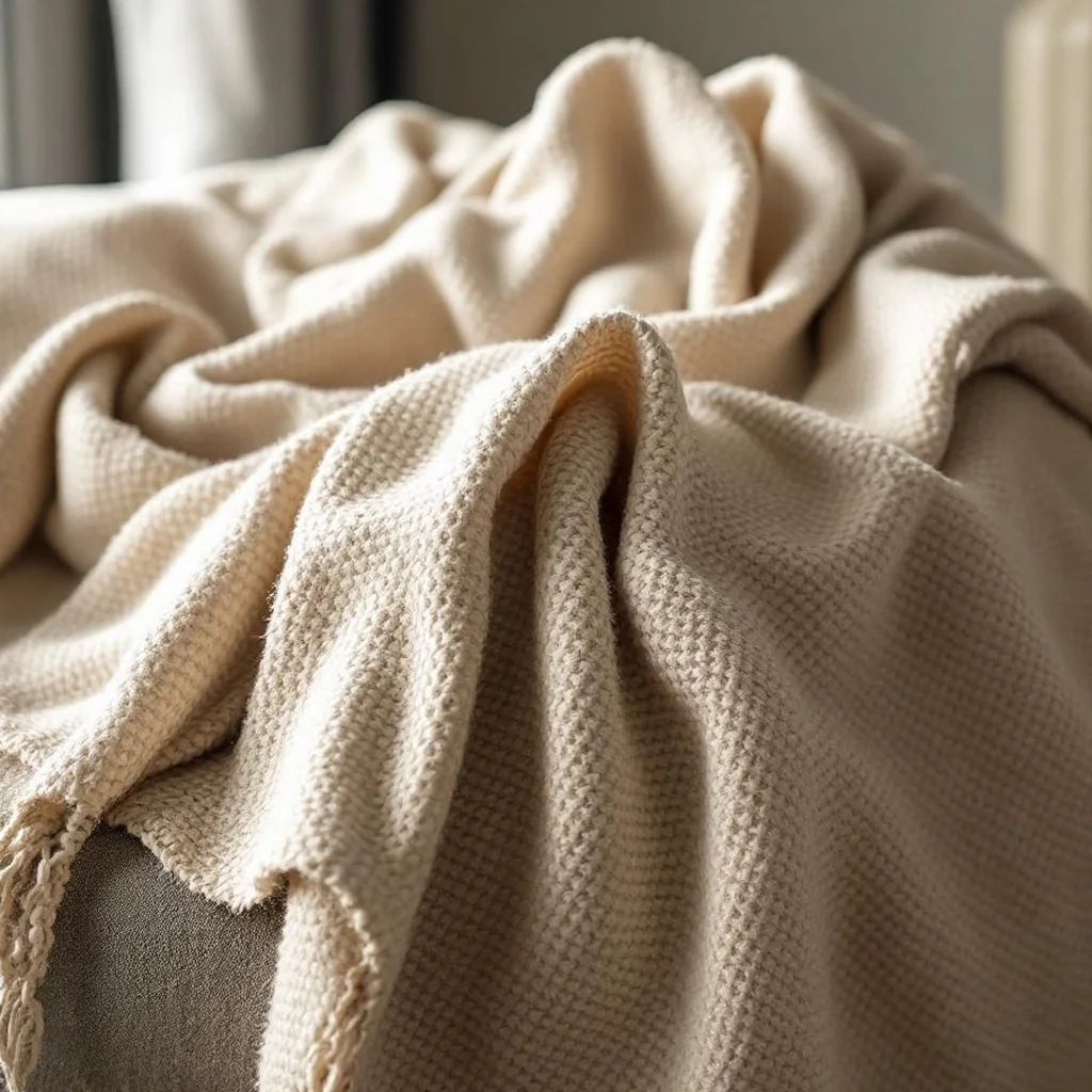 Soft-Woven Cotton Throw in Sand