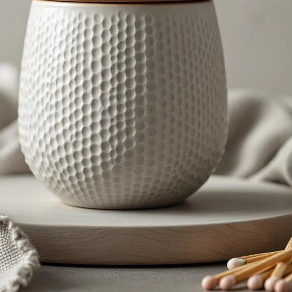 Textured Stoneware Decorative Jar with Lid